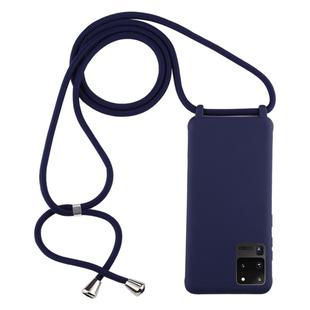 For Galaxy S20 Ultra Candy Color TPU Protective Case with Lanyard(Dark Blue)