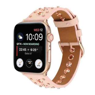 Punk Rivet Genuine Leather Watch Band For Apple Watch Series 7 41mm / 6 & SE & 5 & 4 40mm / 3 & 2 & 1 38mm(Pink)
