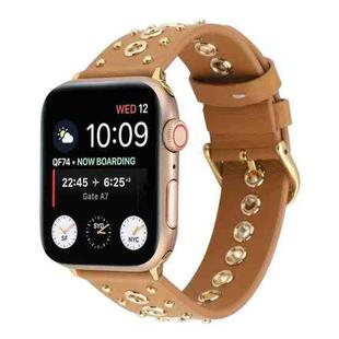 Punk Rivet Genuine Leather Watch Band For Apple Watch Series 7 41mm / 6 & SE & 5 & 4 40mm / 3 & 2 & 1 38mm(Brown)