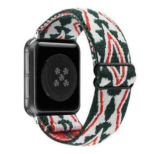 Ethnic Style Buckle Elastic Watch Band For Apple Watch Ultra 49mm&Watch Ultra 2 49mm / Series 9&8&7 45mm / SE 3&SE 2&6&SE&5&4 44mm / 3&2&1 42mm(Green-white Triangle)