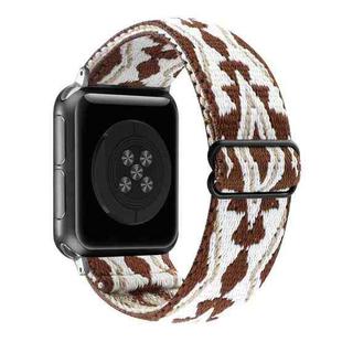 Ethnic Style Buckle Elastic Watch Band For Apple Watch Ultra 49mm&Watch Ultra 2 49mm / Series 9&8&7 45mm / SE 3&SE 2&6&SE&5&4 44mm / 3&2&1 42mm(Brown-white Triangle)