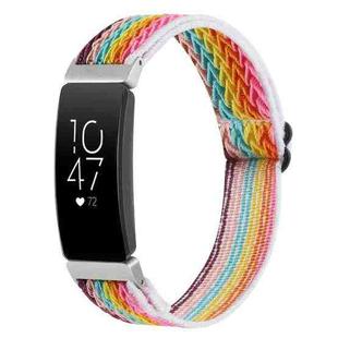 For Fitbit Inspire 2 Buckle Wave Braided Nylon Watch Band(Rainbow)