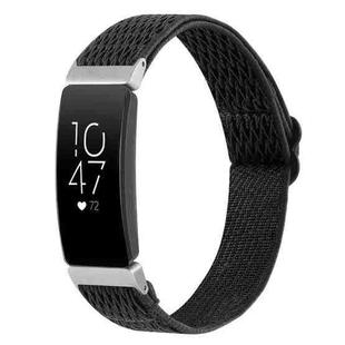 For Fitbit Inspire 2 Buckle Wave Braided Nylon Watch Band(Black)