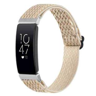 For Fitbit Inspire 2 Buckle Wave Braided Nylon Watch Band(Apricot)
