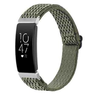 For Fitbit Inspire Buckle Wave Braided Nylon Watch Band(Army Green)