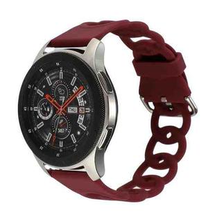 22mm Donut Hollow Silicone Watch Band(Wine Red)