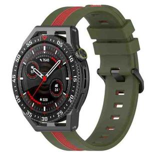 For Coros Apex 46mm/Apex Pro / Ticwatch Pro 3 22mm Vertical Two-Color Silicone Watch Band(Red+Army Green)