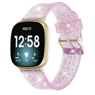 For Fitbit Versa 4 / Sense 2 Universal Flash Powder TPU Watch Band(Pink)