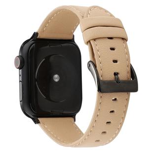 For Apple Watch Series 8&7 41mm / SE 2&6&SE&5&4 40mm / 3&2&1 38mm Cowhide Texture Leather Watch Band(Khaki)