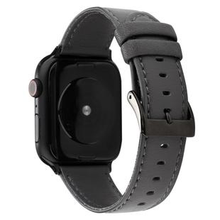 For Apple Watch Series 7 45mm / 6 & SE & 5 & 4 44mm / 3 & 2 & 1 42mm Cowhide Texture Leather Watch Band(Grey)