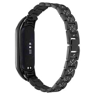 For Xiaomi Mi Band 7 Universal Three-beads Full Diamond Metal Watch Band(Black)