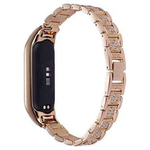 For Xiaomi Mi Band 7 Universal Three-beads Full Diamond Metal Watch Band(Rose Gold)