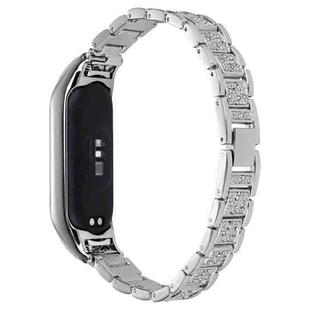 For Xiaomi Mi Band 6 / 5 Universal Three-beads Full Diamond Metal Watch Band(Silver)