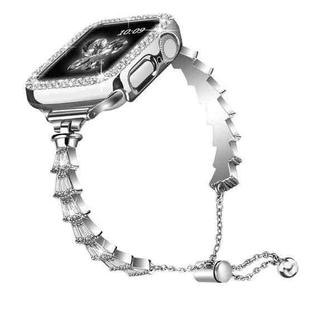 Full Diamond Crown Metal Watch Band For Apple Watch Series 8&7 45mm / SE 2&6&SE&5&4 44mm / 3&2&1 42mm(Silver)
