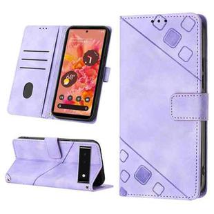 For Google Pixel 6 Skin-feel Embossed Leather Phone Case(Light Purple)