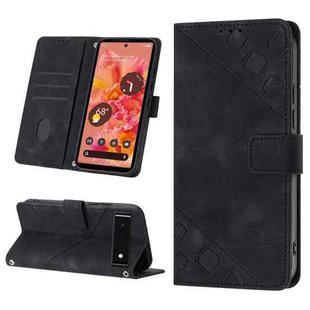 For Google Pixel 6 Skin-feel Embossed Leather Phone Case(Black)