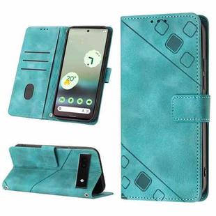 For Google Pixel 6a 5G Skin-feel Embossed Leather Phone Case(Green)