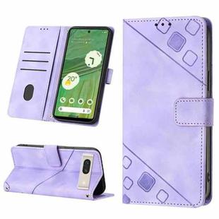 For Google Pixel 7 Skin-feel Embossed Leather Phone Case(Light Purple)