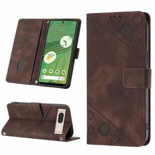 For Google Pixel 7 Skin-feel Embossed Leather Phone Case(Brown)
