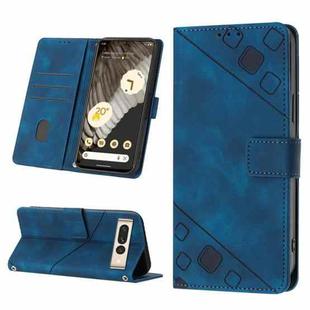 For Google Pixel 7 Pro Skin-feel Embossed Leather Phone Case(Blue)