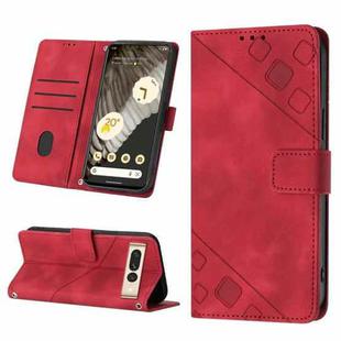 For Google Pixel 7 Pro Skin-feel Embossed Leather Phone Case(Red)