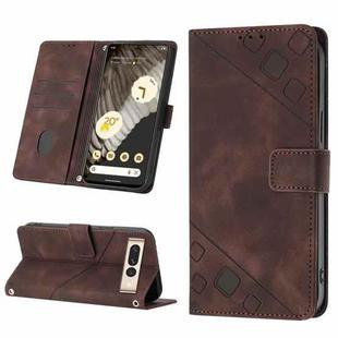 For Google Pixel 7 Pro Skin-feel Embossed Leather Phone Case(Brown)