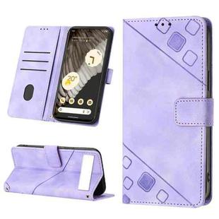 For Google Pixel 7a Skin-feel Embossed Leather Phone Case(Light Purple)