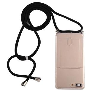 For iPhone 8 Plus / 7 Plus Transparent TPU Protective Case with Lanyard & Card Slot(Transparent)