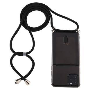 For iPhone 11 Pro Transparent TPU Protective Case with Lanyard & Card Slot(Black)
