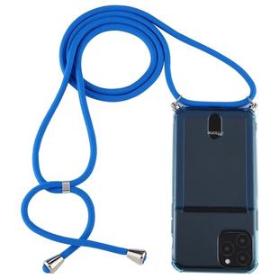 For iPhone 11 Pro Transparent TPU Protective Case with Lanyard & Card Slot(Blue)