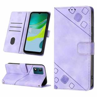 For Motorola Moto E13 Skin-feel Embossed Leather Phone Case(Light Purple)
