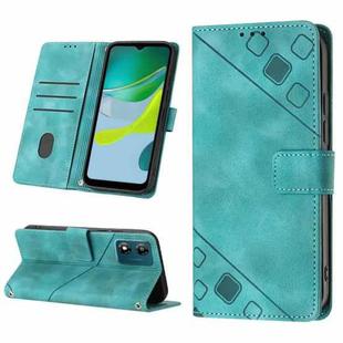 For Motorola Moto E13 Skin-feel Embossed Leather Phone Case(Green)