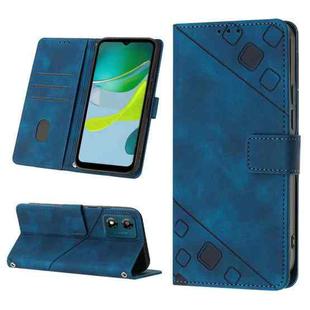 For Motorola Moto E13 Skin-feel Embossed Leather Phone Case(Blue)