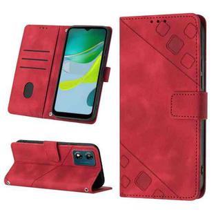 For Motorola Moto E13 Skin-feel Embossed Leather Phone Case(Red)