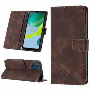For Motorola Moto E13 Skin-feel Embossed Leather Phone Case(Brown)
