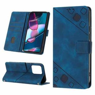 For Motorola Edge+ 2023 Skin-feel Embossed Leather Phone Case(Blue)