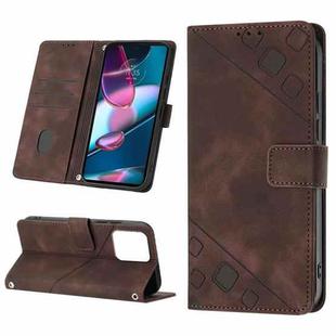For Motorola Edge+ 2023 Skin-feel Embossed Leather Phone Case(Brown)