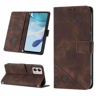 For Motorola Moto G53 5G Skin-feel Embossed Leather Phone Case(Brown)