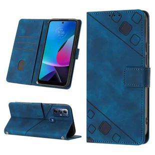 For Motorola Moto G Play 2023 / G Power 2022 Skin-feel Embossed Leather Phone Case(Blue)