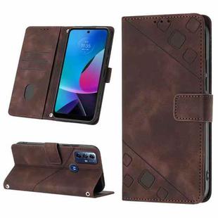 For Motorola Moto G Play 2023 / G Power 2022 Skin-feel Embossed Leather Phone Case(Brown)