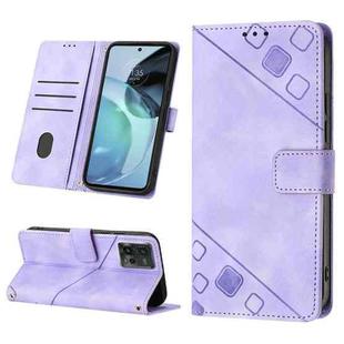 For Motorola Moto G72 Skin-feel Embossed Leather Phone Case(Light Purple)