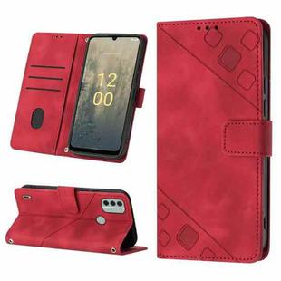 For Nokia C31 Skin-feel Embossed Leather Phone Case(Red)