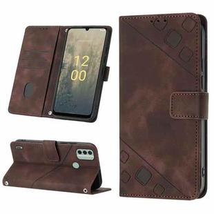For Nokia C31 Skin-feel Embossed Leather Phone Case(Brown)