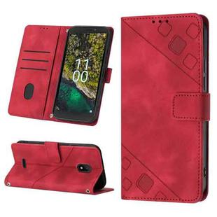 For Nokia C100 Skin-feel Embossed Leather Phone Case(Red)