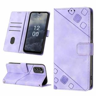 For Nokia G60 Skin-feel Embossed Leather Phone Case(Light Purple)