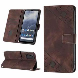 For Nokia G100 Skin-feel Embossed Leather Phone Case(Brown)