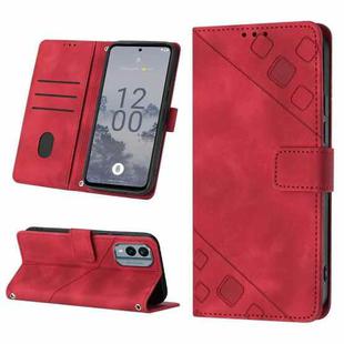 For Nokia X30 Skin-feel Embossed Leather Phone Case(Red)
