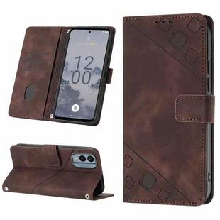 For Nokia X30 Skin-feel Embossed Leather Phone Case(Brown)