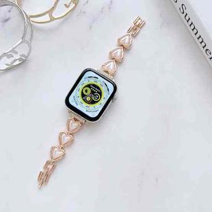 Metal Bracelet Watch Band For Apple Watch Series 8&7 41mm / SE 2&6&SE&5&4 40mm / 3&2&1 38mm(Heart Rose)