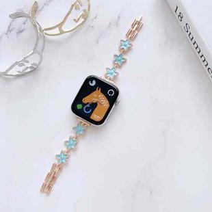 Metal Bracelet Watch Band For Apple Watch Series 8&7 41mm / SE 2&6&SE&5&4 40mm / 3&2&1 38mm(Starfish Blue Rose)